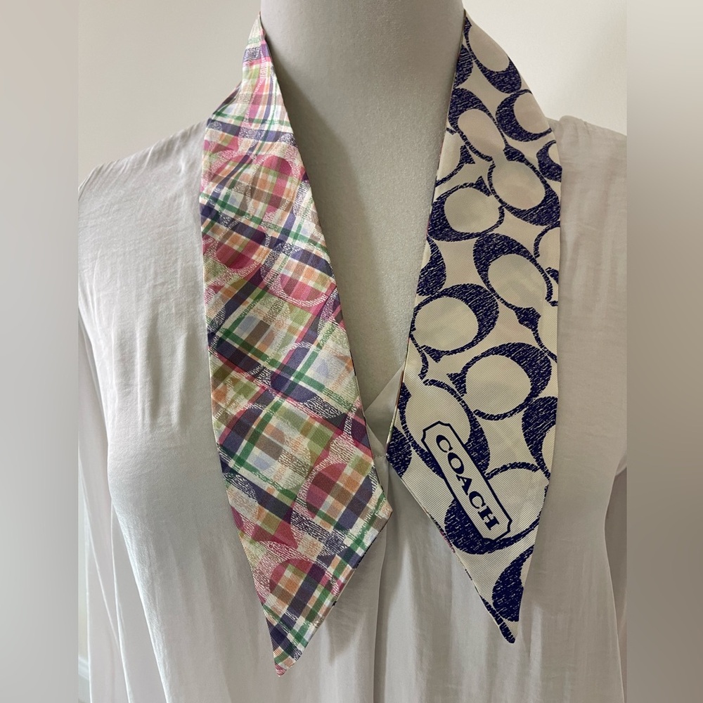 Coach Multicolor Silk Scarf / Bag Accessory